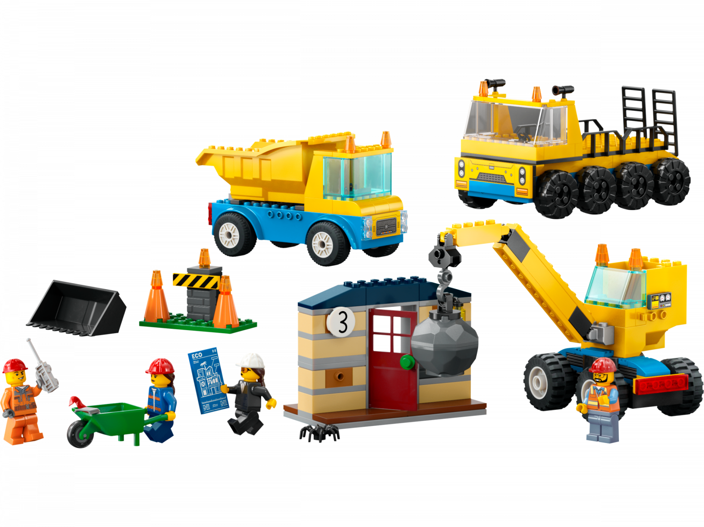 Kiepwagen, bouwtruck en sloopkraan