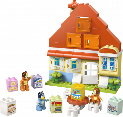 Huis van Bluey en haar familie met geheugenspel