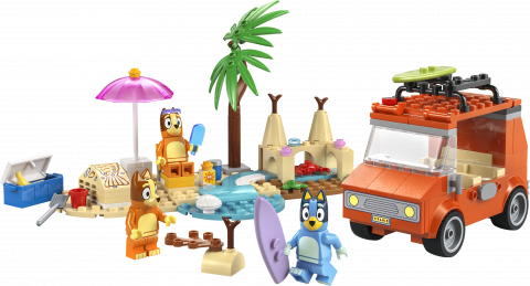 Bluey's autorit naar het strand