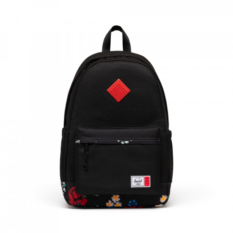 Herschel Heritage rugzak - zwart met dwarrelende bloemen