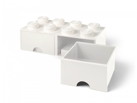 Opbergsteen met 8 noppen en 2 lades – wit
