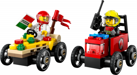 Raceautopakket: pizzabestelwagen vs. brandweerauto