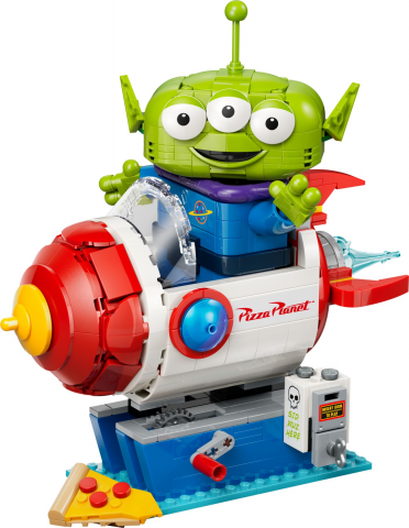 Alien met Pizza Planet raket