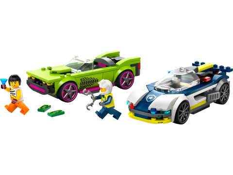 Politiewagen en snelle autoachtervolging